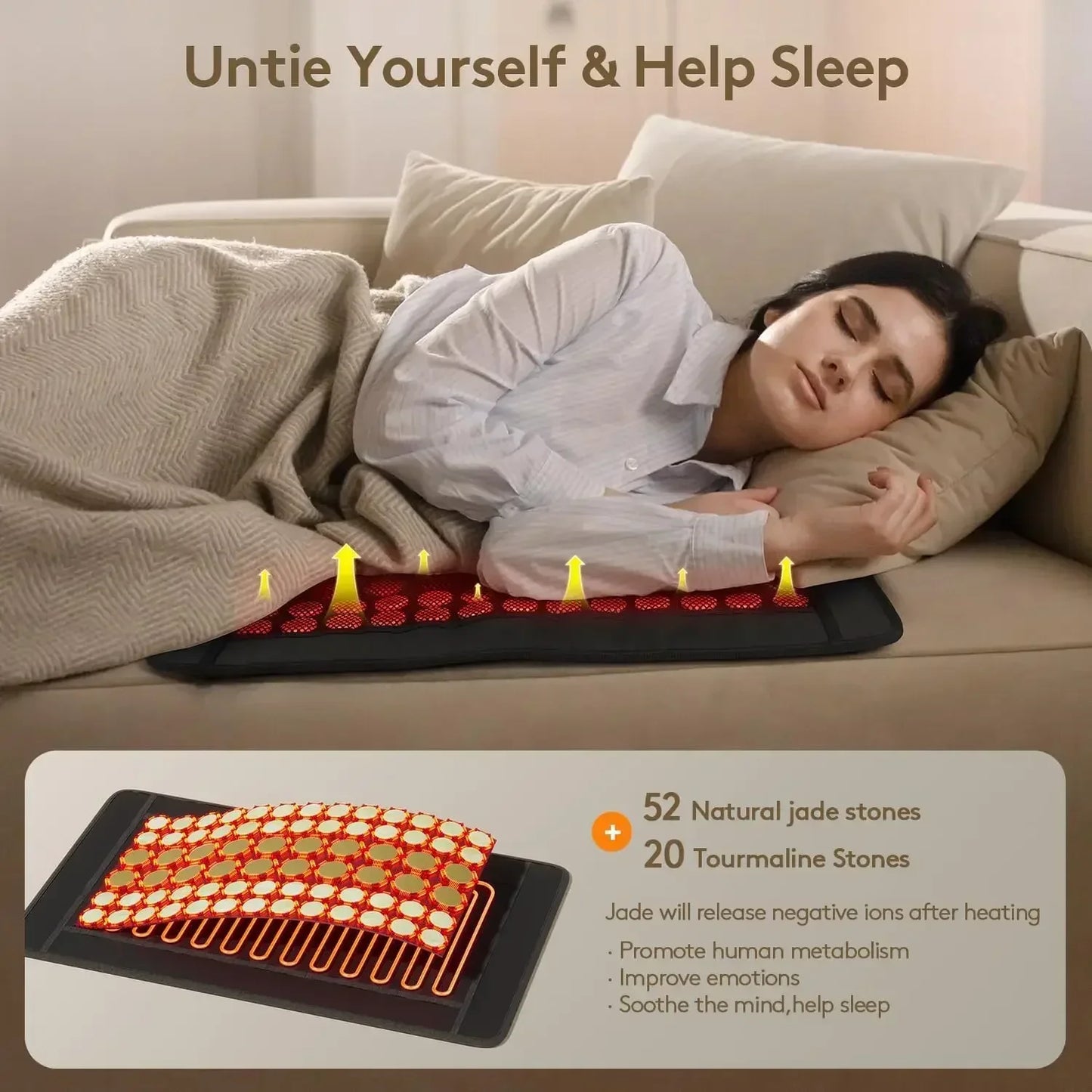 Heating Pad for Back, 5X Deeper Back Pain Relief, Far Infrared Heating Pad with Natural Jade, FSA-HSA Eligible, Hotter to 159℉,