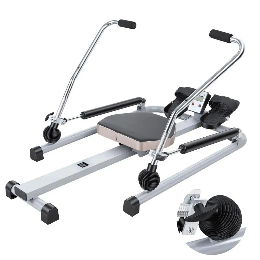 Home Hydraulic Rower With LCD Monitor Large Cushioned Seat, 265LBS Quiet Rowing Machine For Aerobic Exercise Fitness