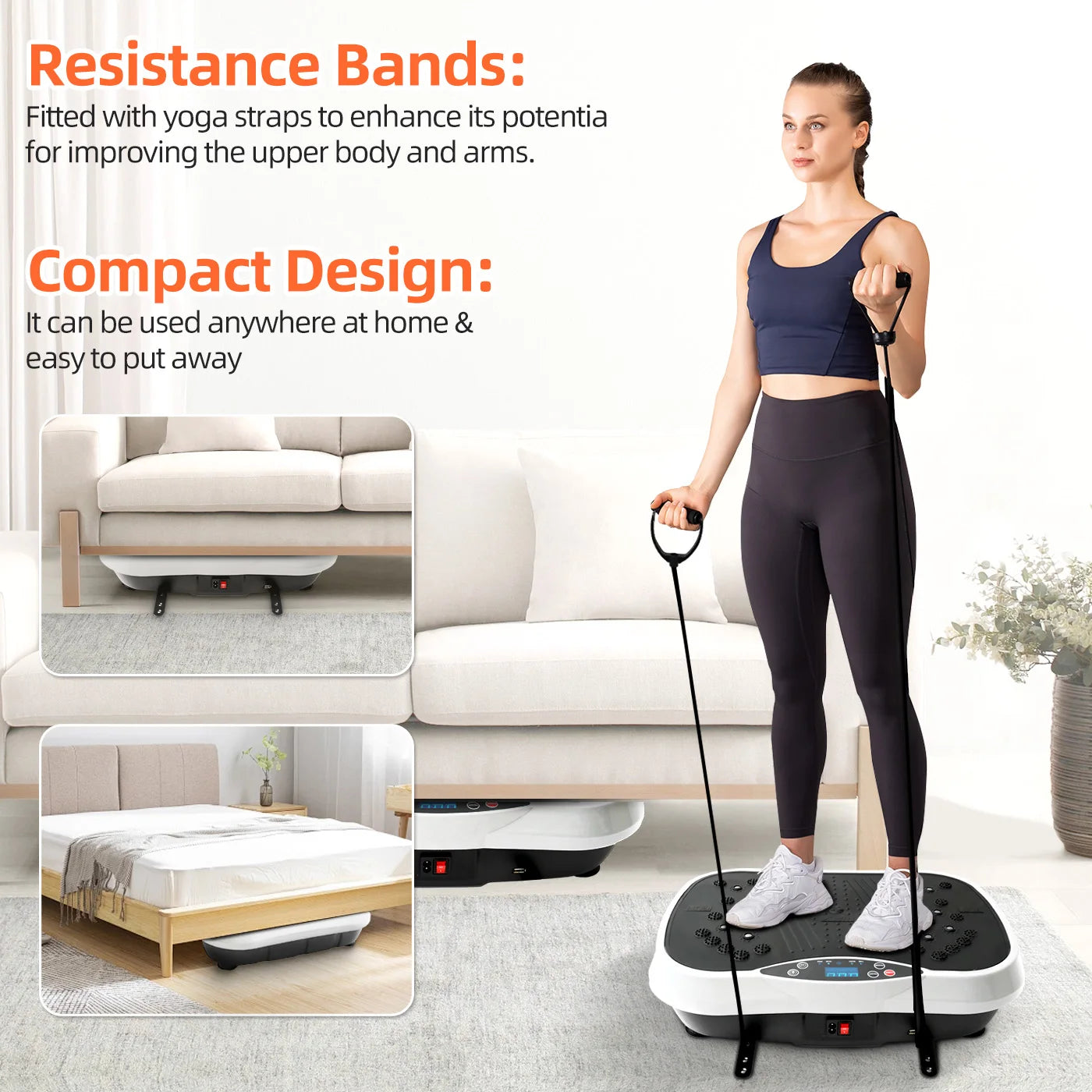 Vibration Plate Exercise Machine Portable Fat-Burning Machine Weight Loss 220 lbs Full-Body Workout Shaker BT Remote Control