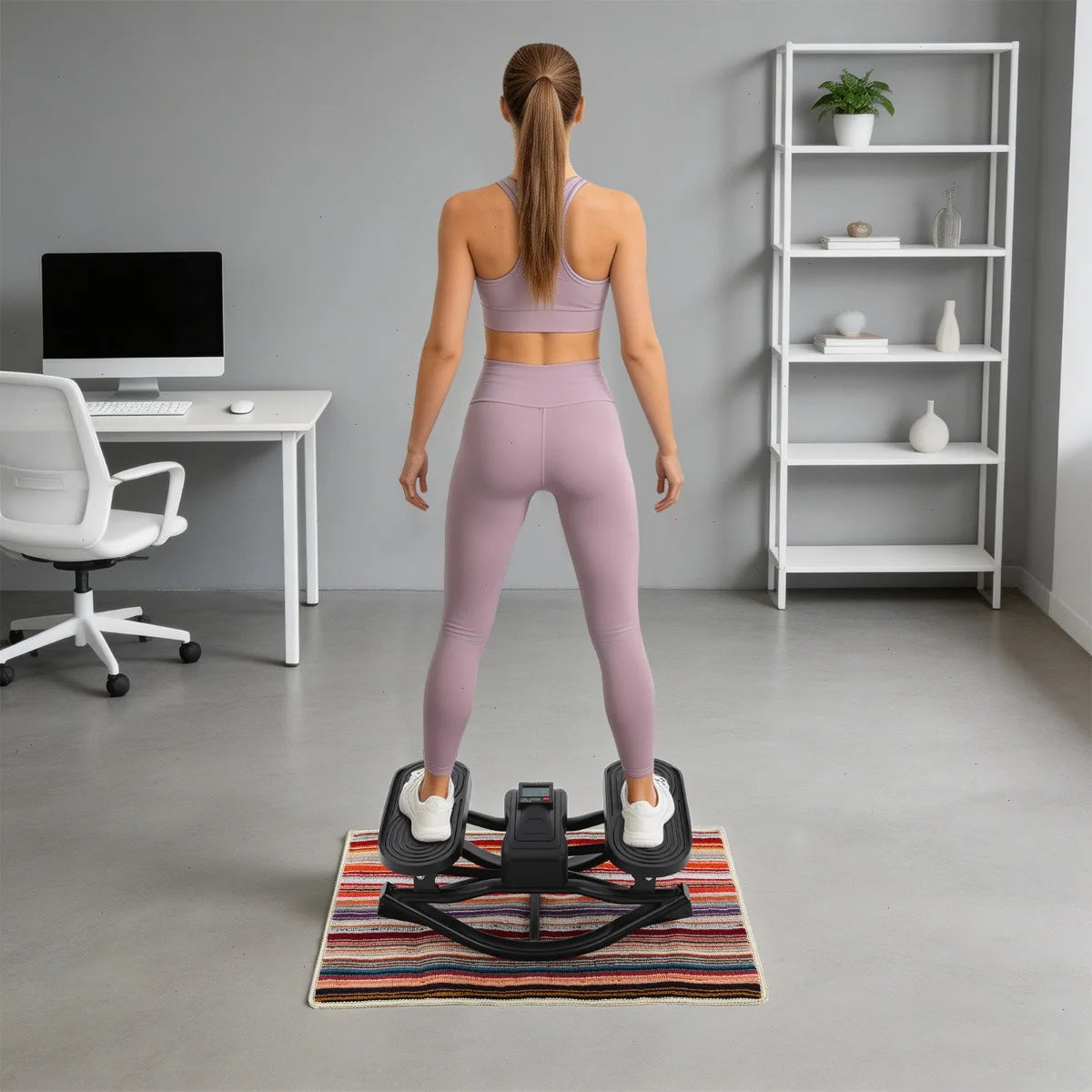Rock Stepper with Elastic Resistance Bands, Side-to-Side Lateral Rocking Stepper Machine, Digital Display Monitor, Heavy Duty Frame, Home Fitness Equipment for Legs Glutes Workout ﻿