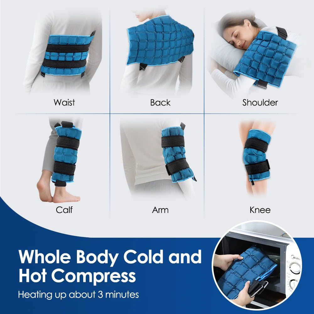 Reusable Hot Cold Compress Pack Back Shoulder Knee Wrap Self Absorbing Polymer Resin Multi Grid Ice Pack Microwave Heating Pad Support Brace Pain Relief Injury Recovery Swelling Eco Friendly