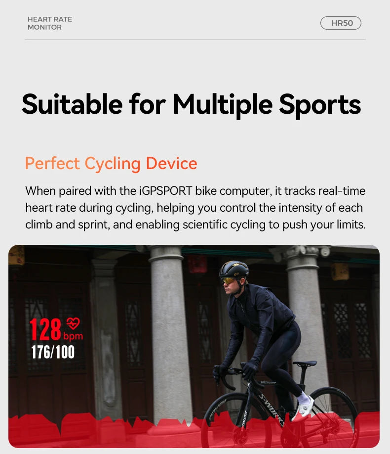 iGPSPORT HR50 Heart Rate Monitor Chest Strap Fitness Running Sport Heart Rate Sensor for Gym Cycling
