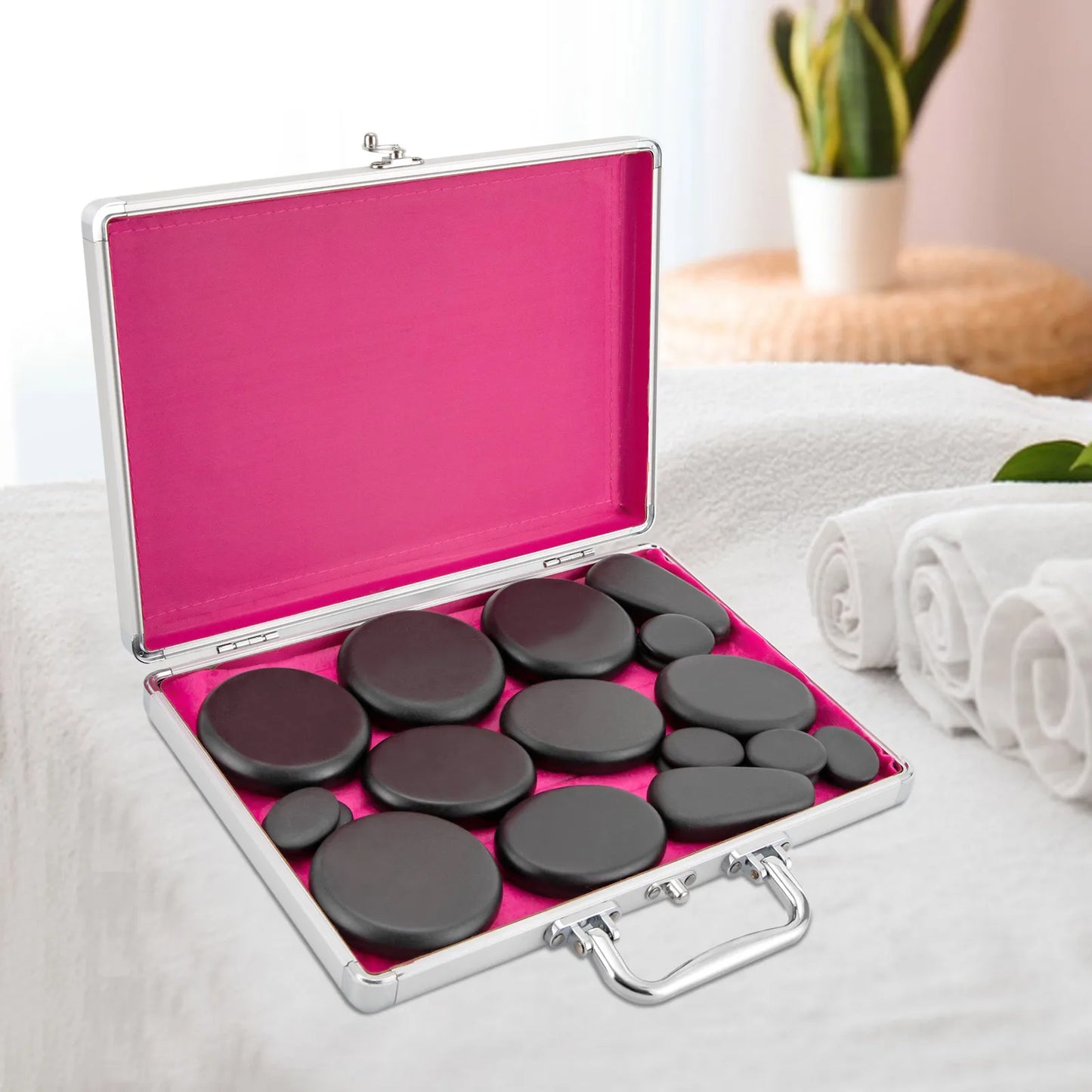 18 Volcanic Rocks Hot Stones Massage Set, 60-70 ℃used Hot Stones Body Massage Set, for Massage, Scraping, Hot Compress