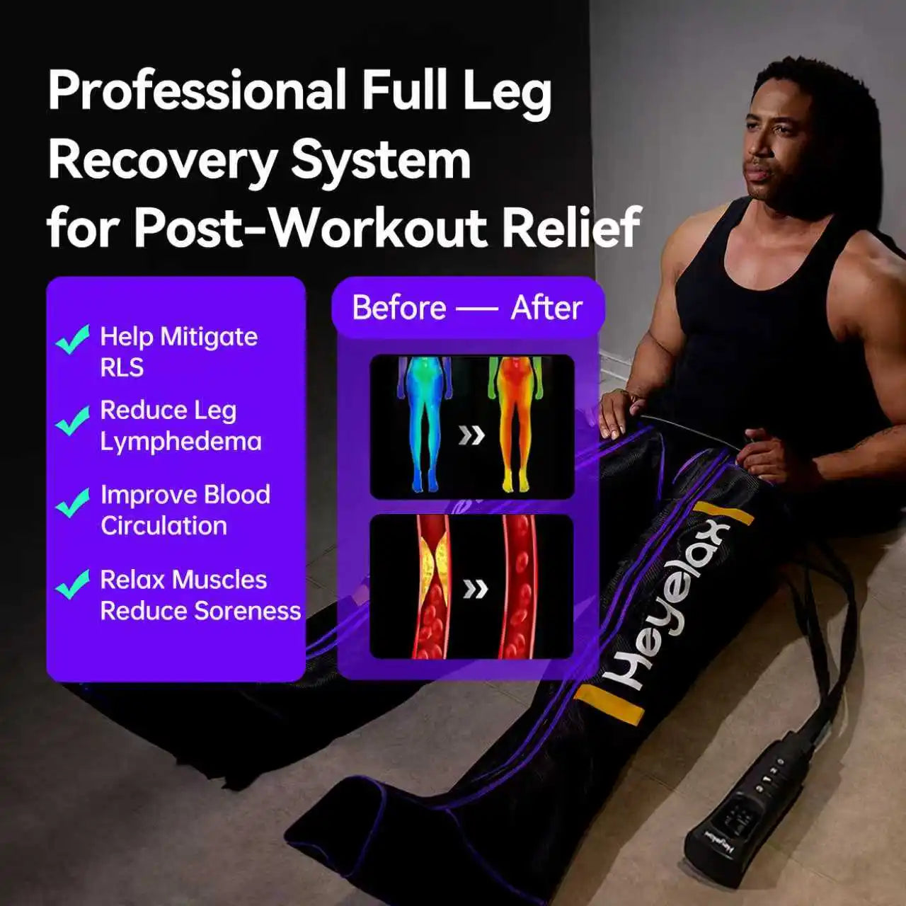 Leg Compression Massager for Circulation and Pain Relief,Air Compression Boots for Fast Recovery, 6 Mode,6 Intensity