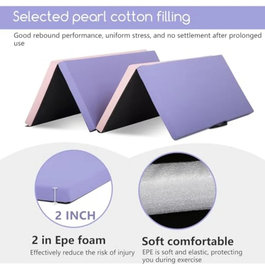 Thick 2 Inch Yoga Mat for Home Gym - Foam Exercise Flooring for Workout Gymnastics Tumbling Pilates Dance - Foldable Play Mat i
