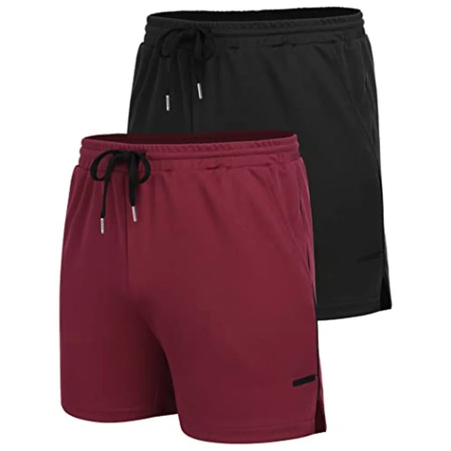 Men's 2 Pack Gym Workout Shorts Quick Dry Athletic Shorts 5 Inch Lightweight Sports Running Shorts with Pockets