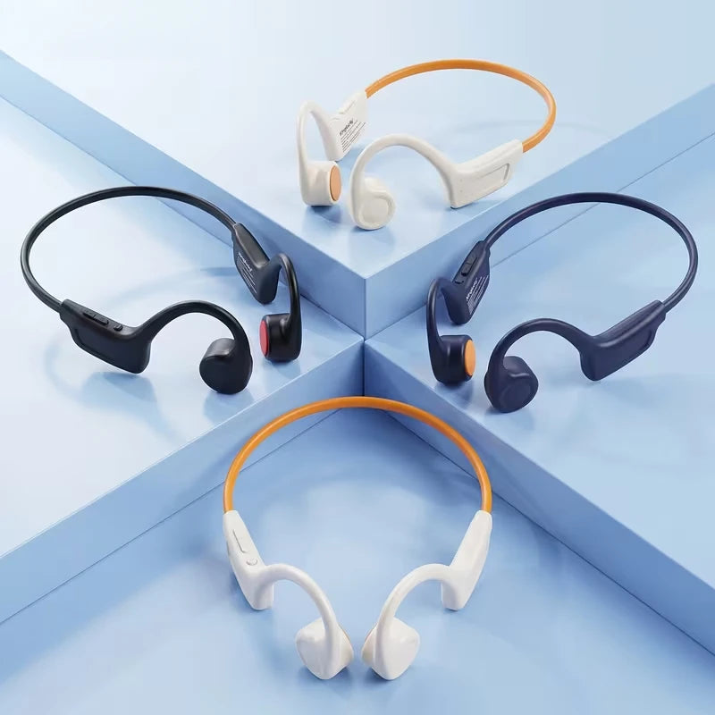 Open-ear Bone Conduction Headphones, Wireless Ear-hook Sports Headset with Microphone, 16 Hours Playback, BT 5.3 Stable Connection, HiFi Stereo, Hands-free Calling for Running & Cycling