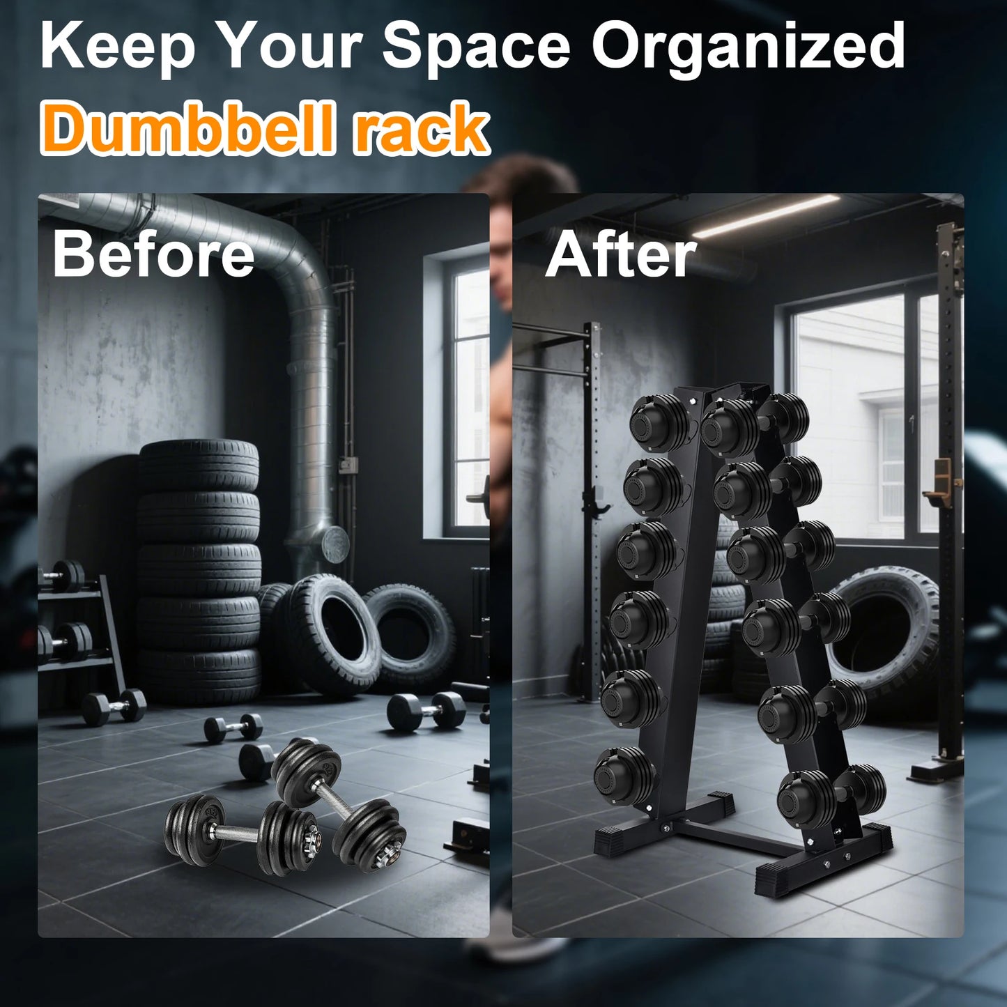 Dumbbell Rack Stand Heavy Duty， Space Saving Tree Shape Weight Storage Organizer for 6 Pairs Hex Dumbbells， 6 Tier Dumbbell Weight Rack for Dumbbell Set， Home Gym Workout Commercial Gym Strength Training