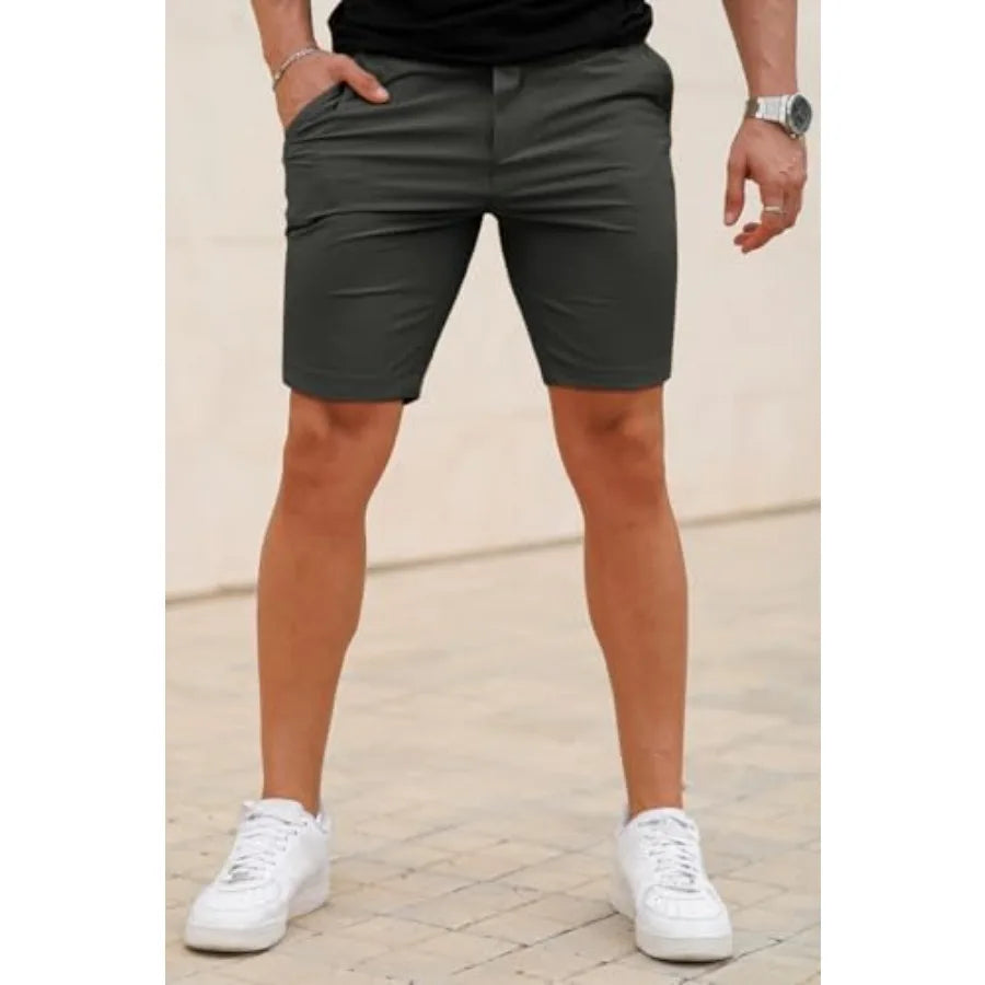 Mens Casual Dress Shorts Stretch Slim Fit Quick Dry 9 Inch Inseam