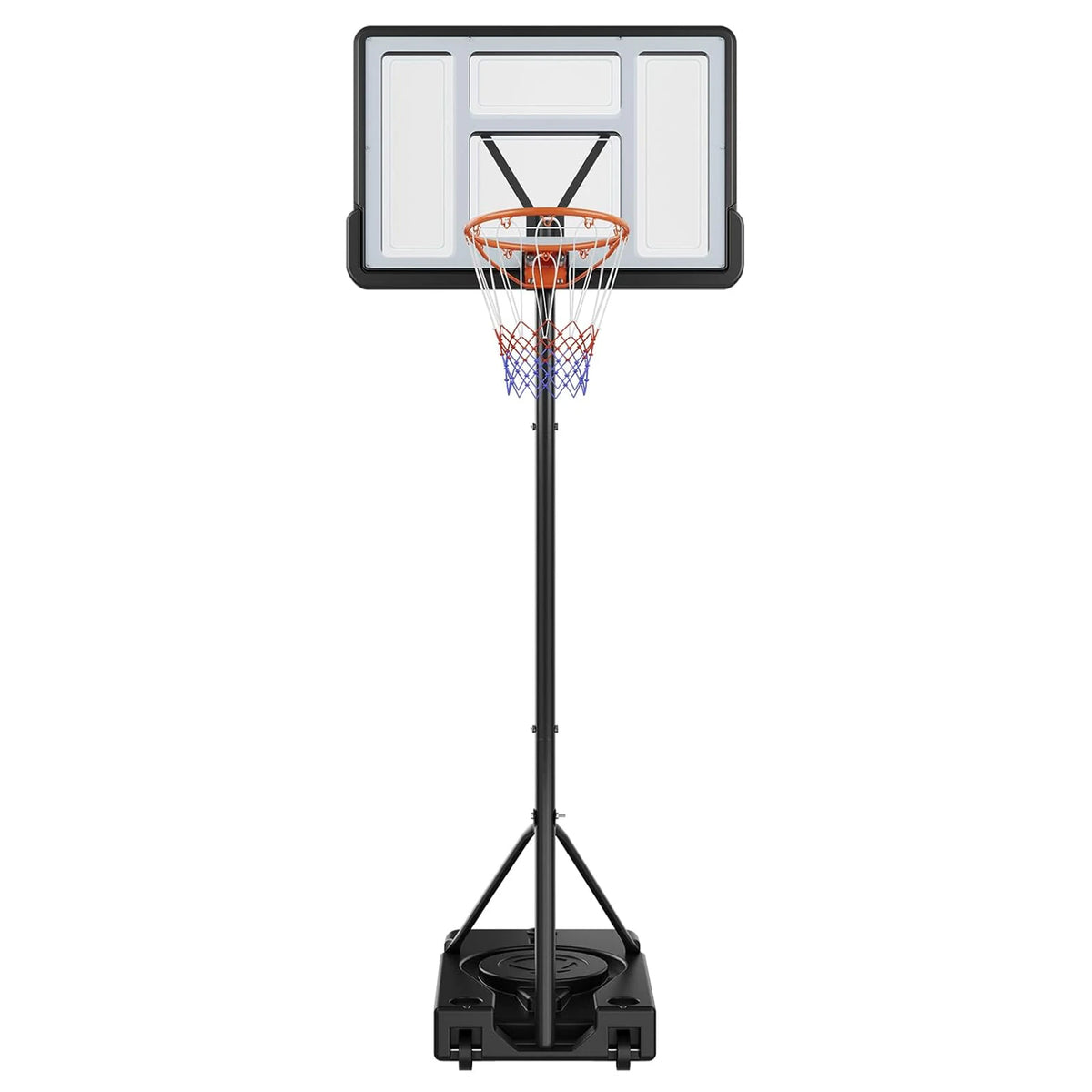 44 Inch Portable Basketball Hoop Outdoor, Adjustable 4.43-10FT Goal System With Wheels For Backyard Driveway Court Kids Adults