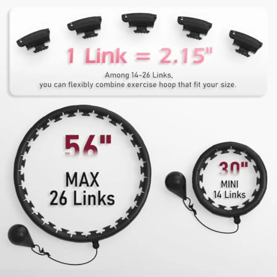 Weighted Hula Circle with/ 56-66 Inch for Adults Weight Loss, Infinity Fitness Hoop Plus Size, for Women Smart Exercise Equipme