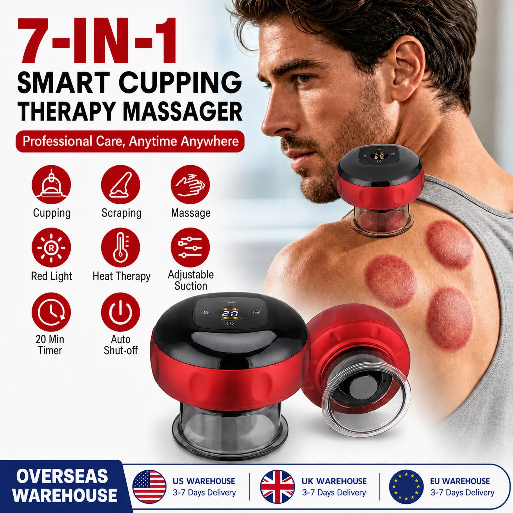 Rechargeable Smart Cupping Device, 12 Adjustable Suction Levels with LCD Display, Electric Heating Vacuum Massage Cup for Body Relaxation