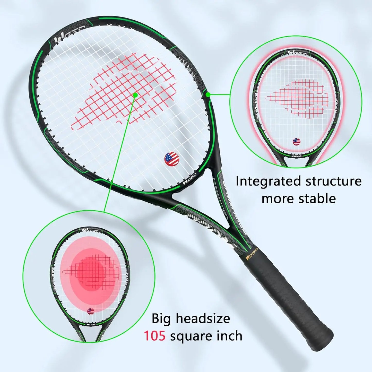 Adult 2 Player Tennis Racket Perfect for Beginner and Professional Players, 27” Speed Tennis Racquet