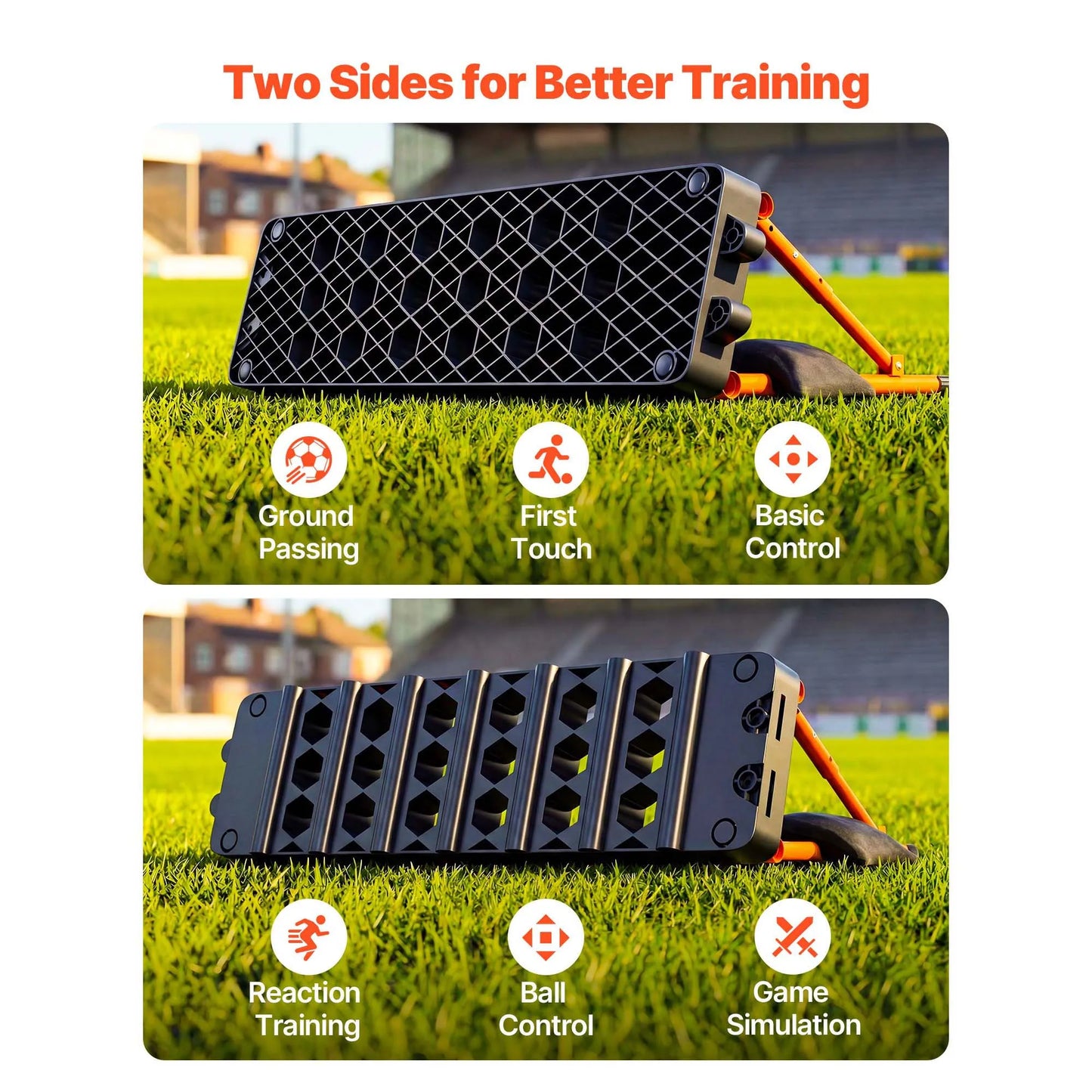 SucceBuy 37.4x9.8in Soccer Rebounder Board Dual Surface Sports Kick Back Trainer 3 Adjustable Angles for Passing Reaction Skills