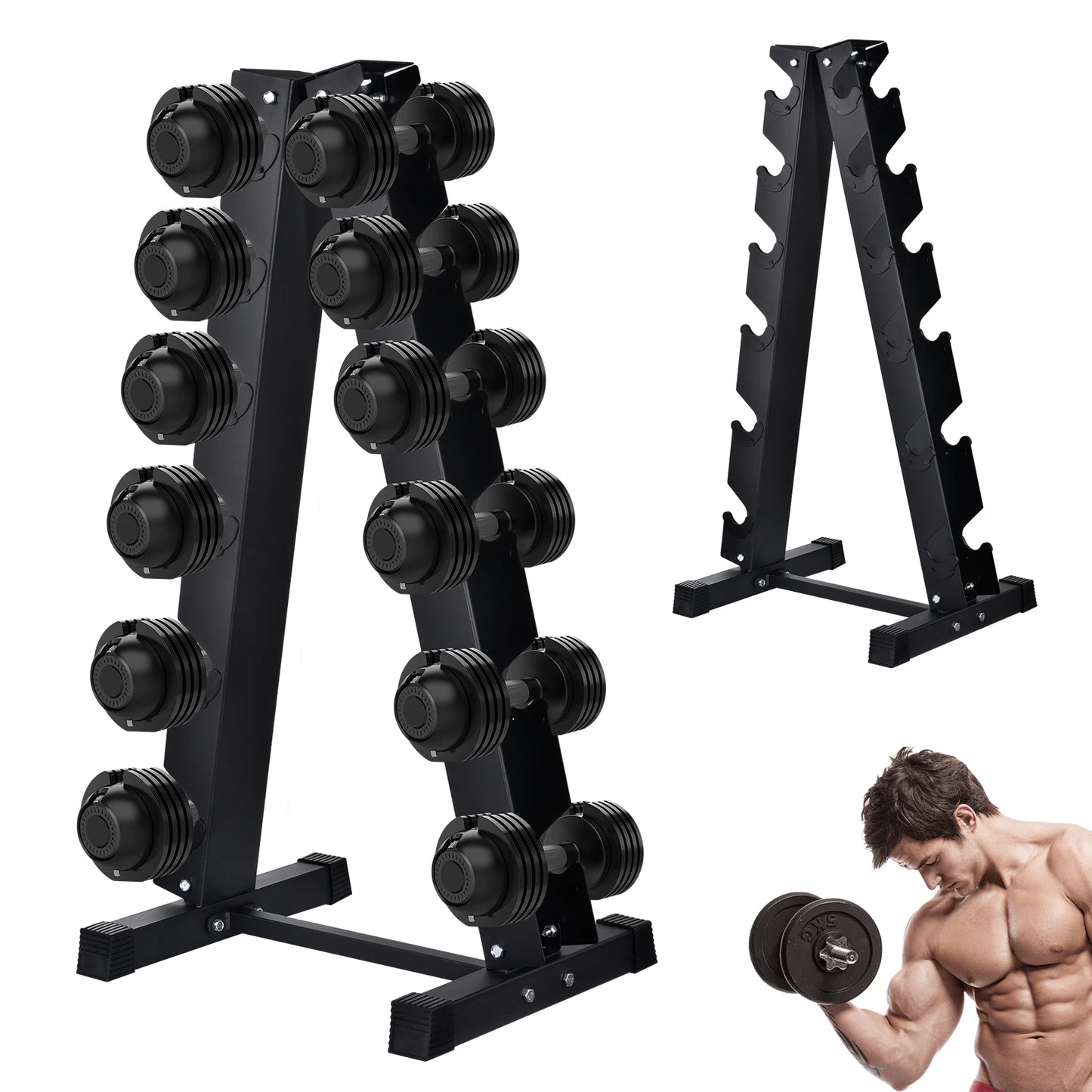 Dumbbell Rack Stand Heavy Duty， Space Saving Tree Shape Weight Storage Organizer for 6 Pairs Hex Dumbbells， 6 Tier Dumbbell Weight Rack for Dumbbell Set， Home Gym Workout Commercial Gym Strength Training