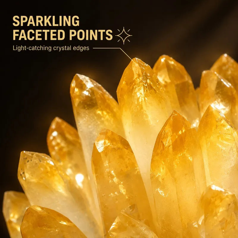 1 fashionable yellow crystal quartz cluster, with random styles, perfect for home and desktop decoration. It uses small prickly hairs and imitation cactus to decorate flowers, making it the perfect gift for holidays and birth
