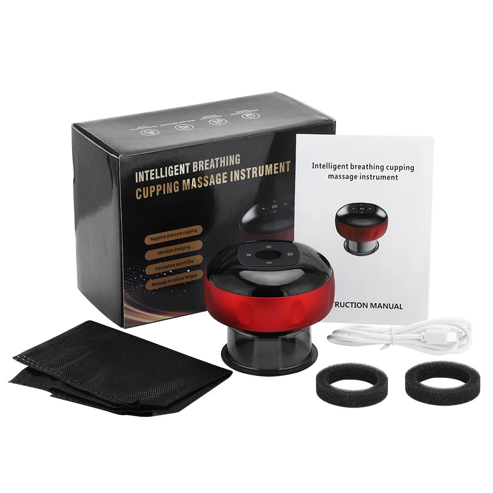Rechargeable Smart Cupping Device, 12 Adjustable Suction Levels with LCD Display, Electric Heating Vacuum Massage Cup for Body Relaxation