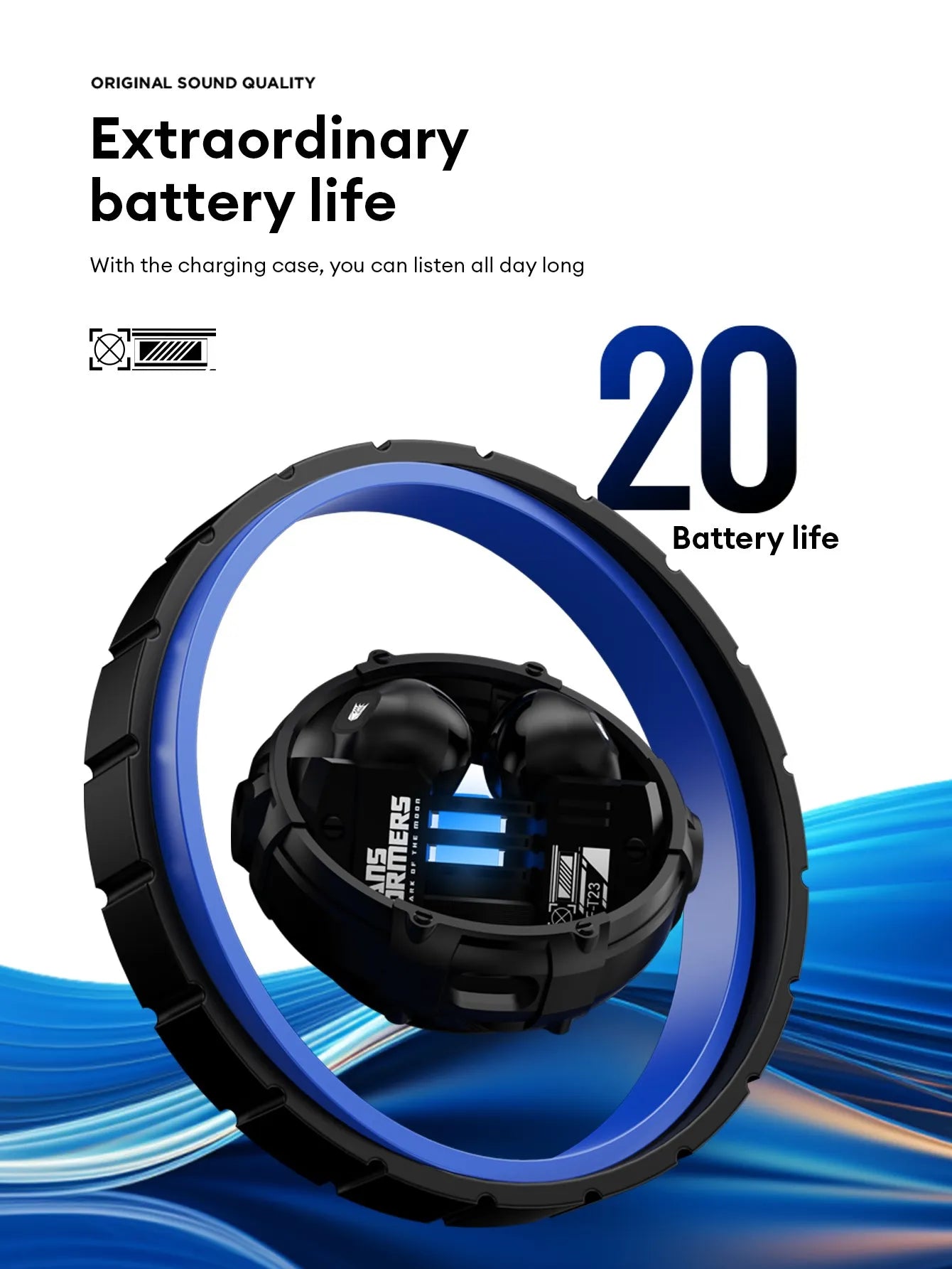 Ship From US Transformers Wireless Bluetooth Earphones Low Latency Gaming Headset TF-T23 HD Call with Mic Earbuds Sport