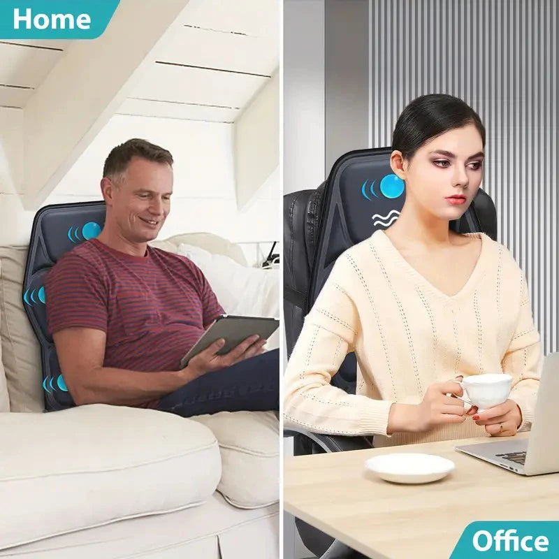 Electric Back Massager Full-Body Massage Chair Cushion Heated Vibrator Car Home Office Relaxation Lumbar Neck Mattress Chair Mat