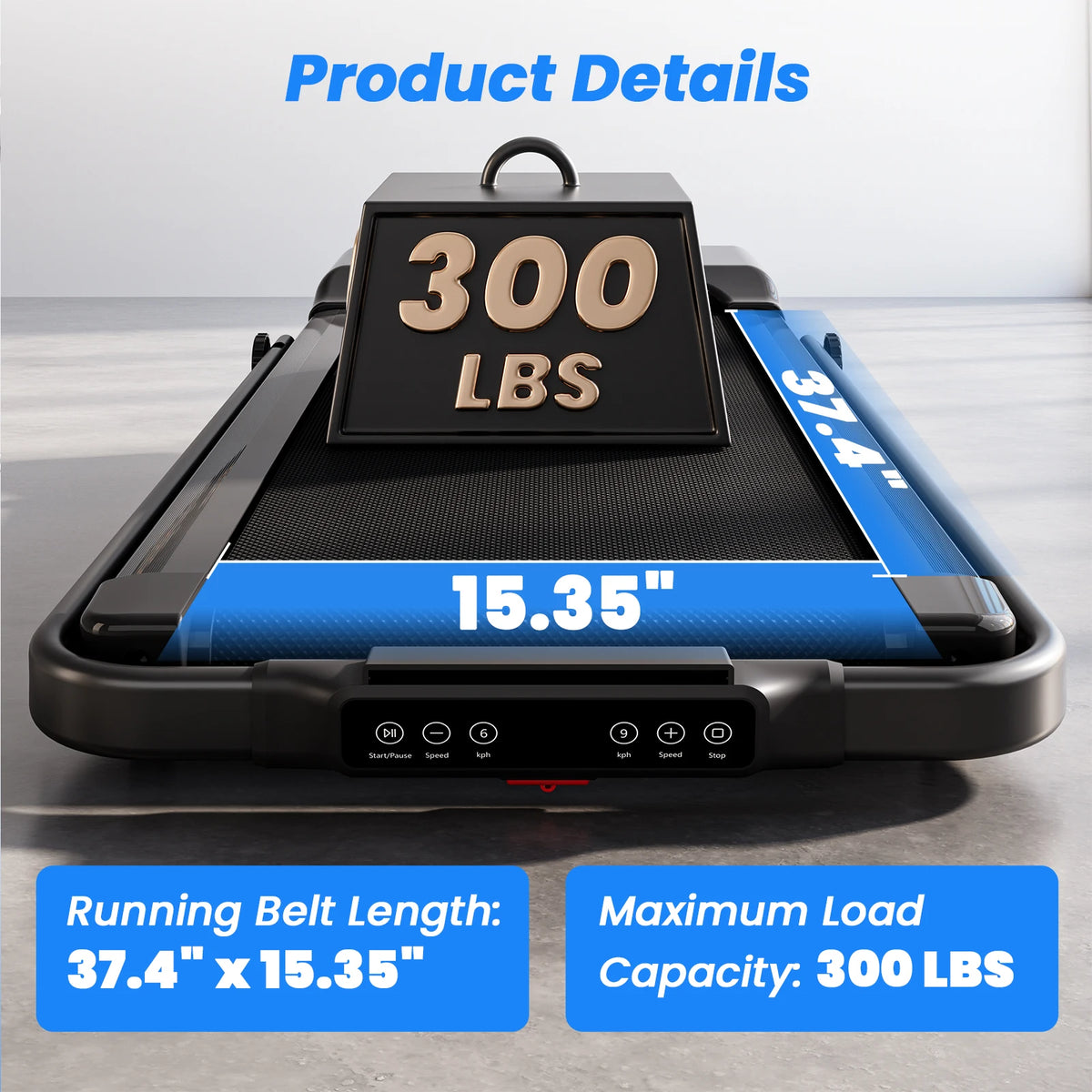 Hot Walking Pad Treadmill with 9% Incline Under-Desk for Home/Office 37.4inch Belt LCD Display Portable Foldable Safety Armrest