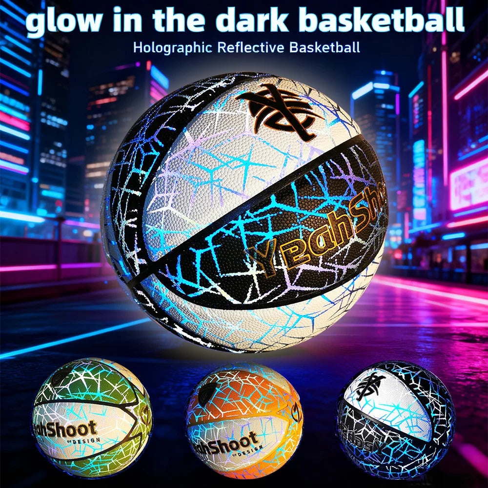 2026 Dark-Glowing Holographic Basketball - Light-Up Luminous Basketball for Outdoor Training And Nighttime Games