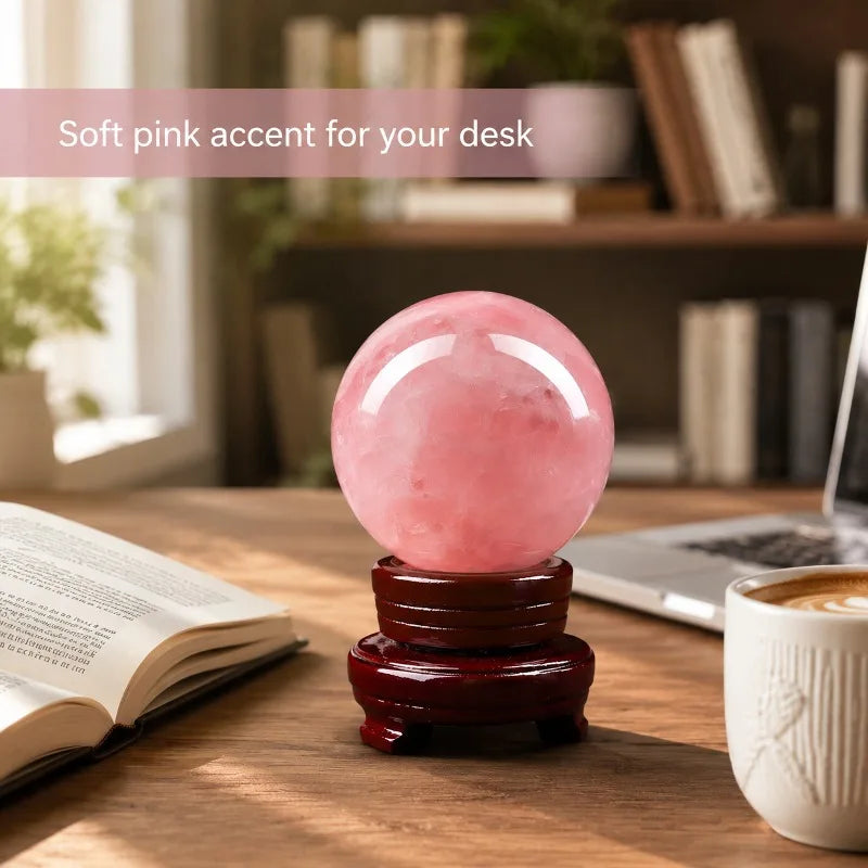 1 beautiful polished rose quartz crystal ball, random style, pink rose quartz ball, mineral collectible, perfect home collection art decoration, unique holiday gift, ideal choice for crystal enthusiasts