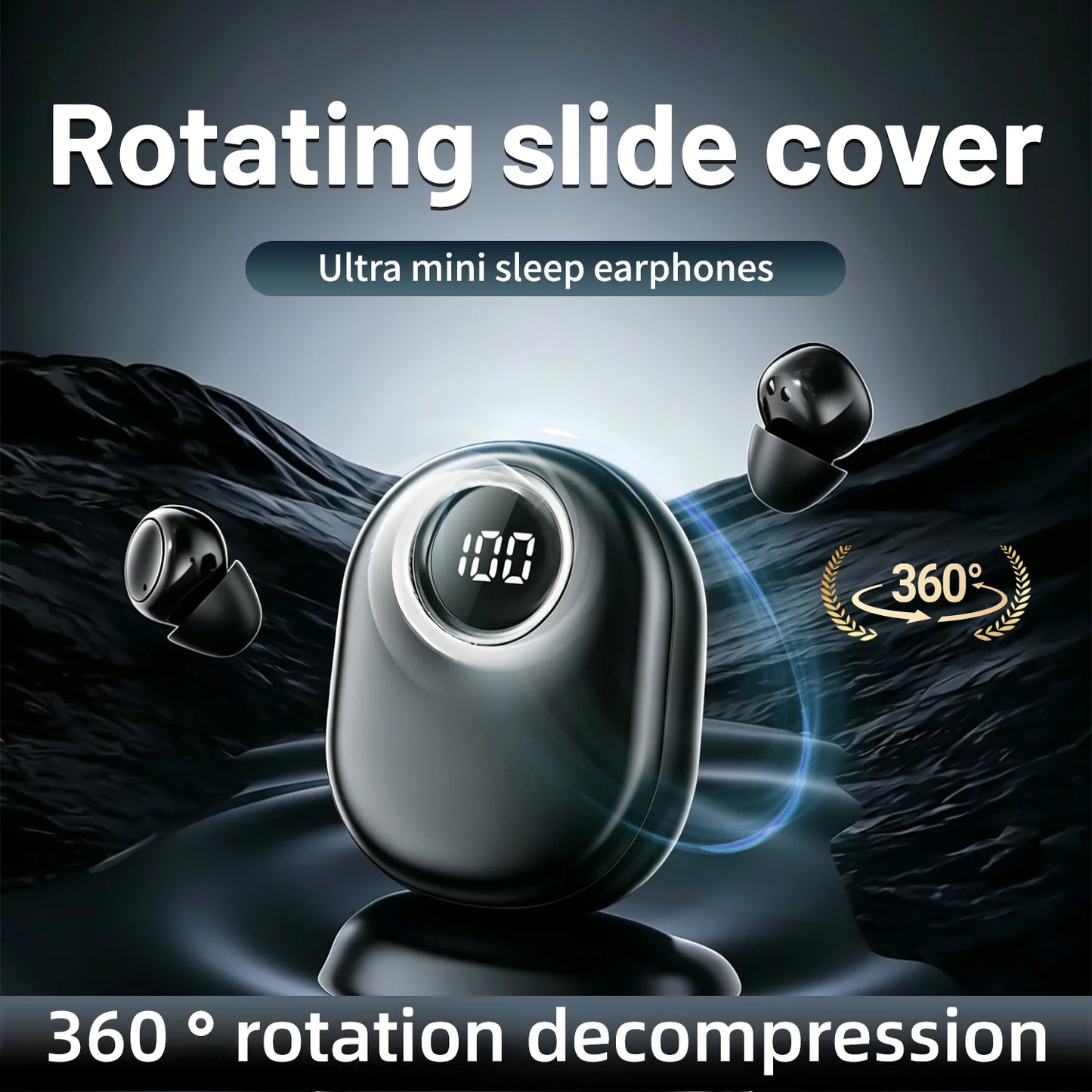 SK55 Bluetooth Wireless Earbuds Sleep Earphones, Bluetooth 6.0, Noise-Canceling Earphones.Improves Sleep Quality, Zero Pressure On The Ears When Sleeping On Your Side, Invisible Flat-head Earphones, Suitable For Travel And Si