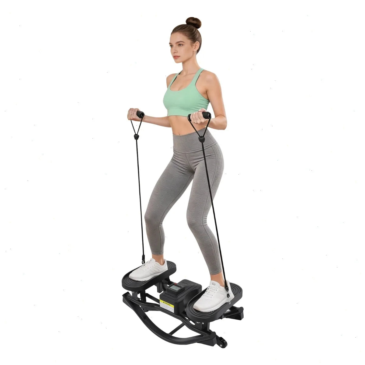 Rock Stepper with Elastic Resistance Bands, Side-to-Side Lateral Rocking Stepper Machine, Digital Display Monitor, Heavy Duty Frame, Home Fitness Equipment for Legs Glutes Workout ﻿