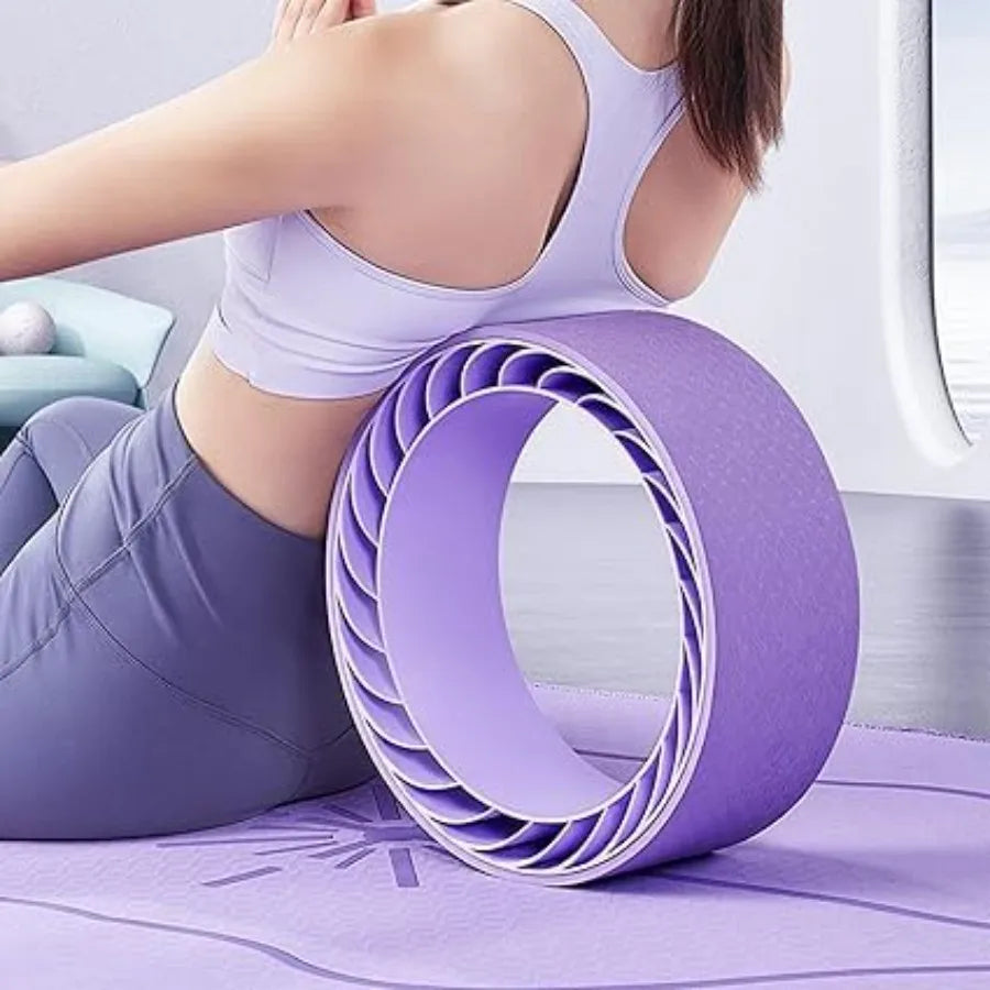 Curve magic wheel Fit Prop Foam Padded Back Stretcher Wheel with Center Spine Cradle Yoga Wheel for Improving Yoga Poses, Backb