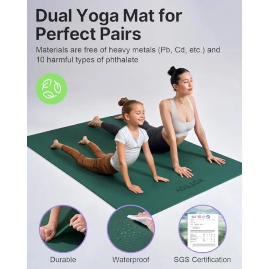 Large Yoga Mat 75 * 52 * 1/2inch,Extra Wide TPE Exercise Mat, Non-Slip Workout Mat for Pilates, Fitness, Barefoot, Home Gym Stu