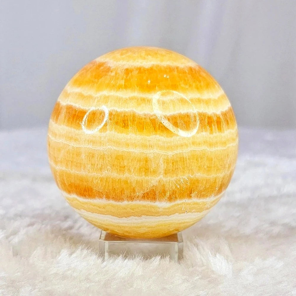 6.5-7cm  Yellow Calcite Sphere Honey Crystal  Home Decor Ball  Healing Stone  Stripes Orange Sphere