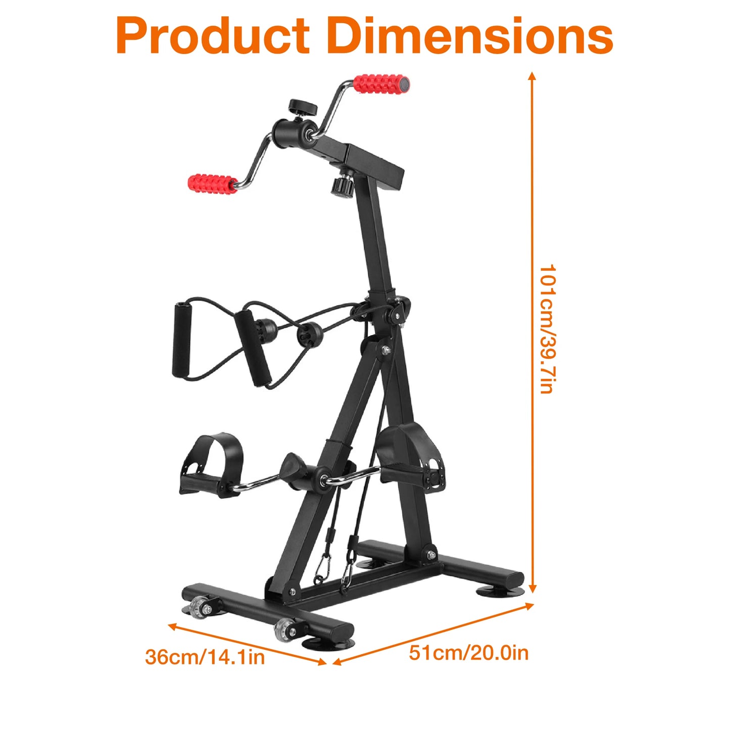 Adjustable Resistance Under Desk Exercise Bike, Stationary Upright Pedal Cycle for Elderly Leg Strength & Aerobic Training, Arm Leg Rehabilitation Peddler Machine for Seniors, Physical Therapy Home Gym Equipment
