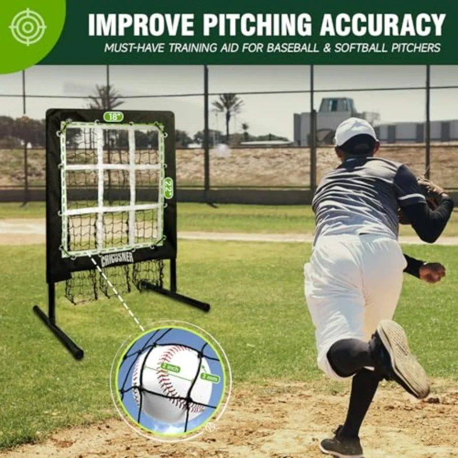 9 Hole Pitching Net Heavy-Duty Baseball Net with Strike Zone for Pitching and Hitting Practice Hght Adjustable Training Equipme