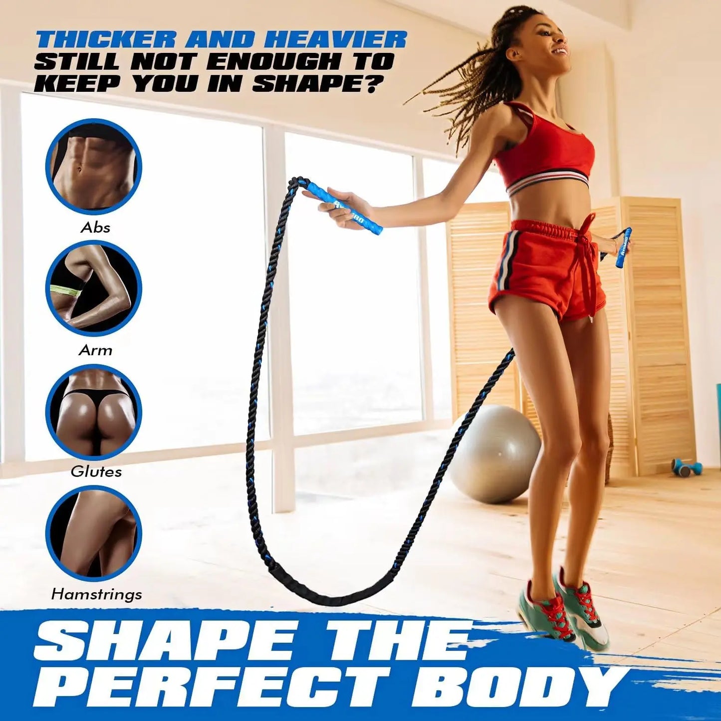 Weighted Jump Rope for Fitness, Boxing Cardio Training, Home Gym Workout Equipment for Men Women