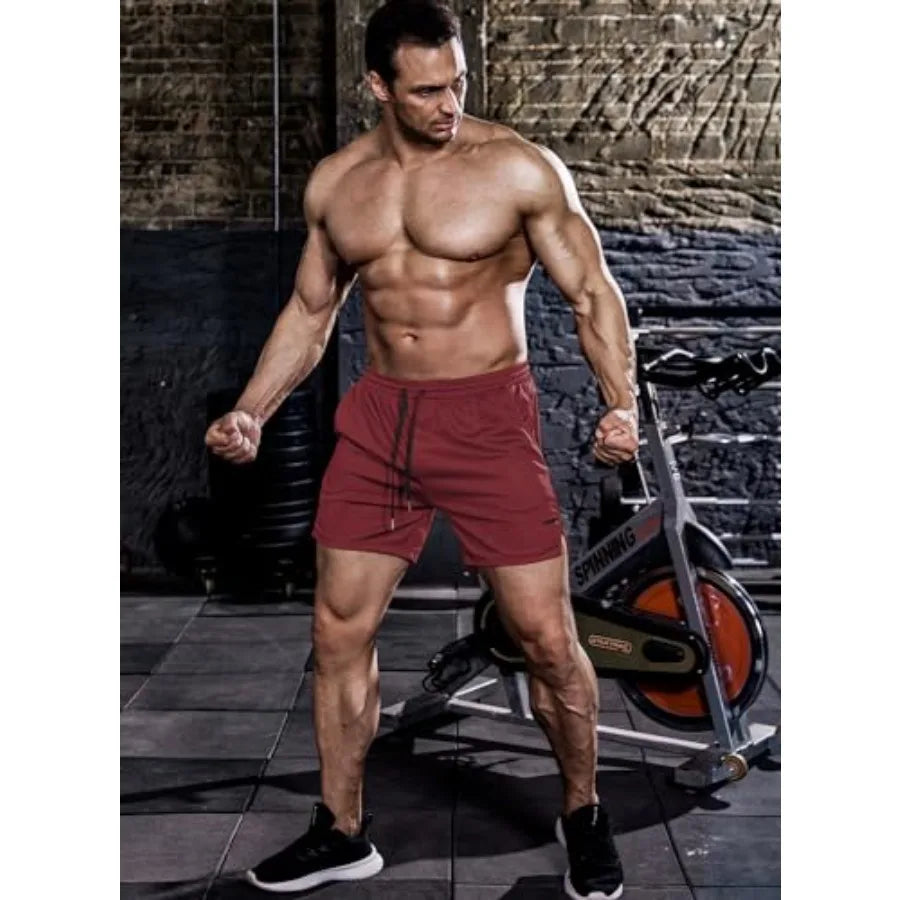 Men's 2 Pack Gym Workout Shorts Quick Dry Athletic Shorts 5 Inch Lightweight Sports Running Shorts with Pockets