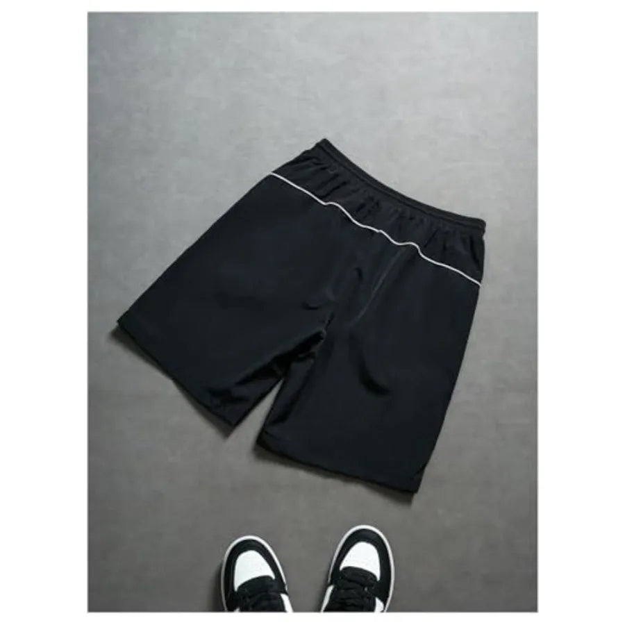 Men's Cargo Shorts Letter Drawstring Waist Gym Workout Running Casual Track Rave Shorts