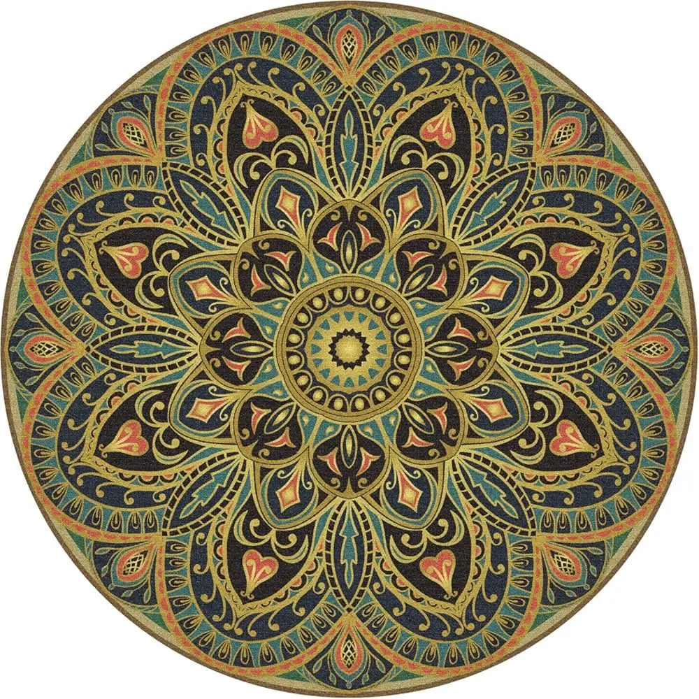 Large Round Yoga Mat 4.6'X3.5mm for Exercise Premium Extra Thick, Ultra Comfortable, Non Slip, Meditation Mat