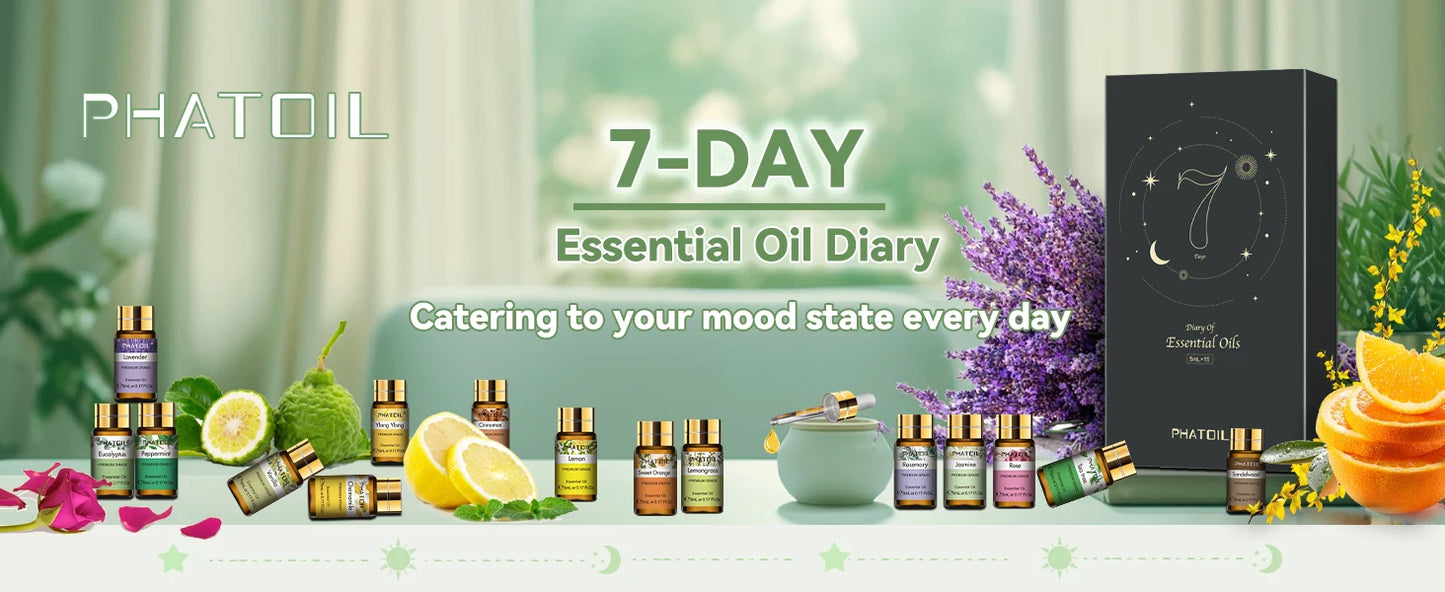 PHATOIL 15PCS Aromatherapy Essential Oil Set For Diffuser-5ml Cinnamon Lavender Eucalyptus Peppermint Lemon Vanilla Aroma Oils