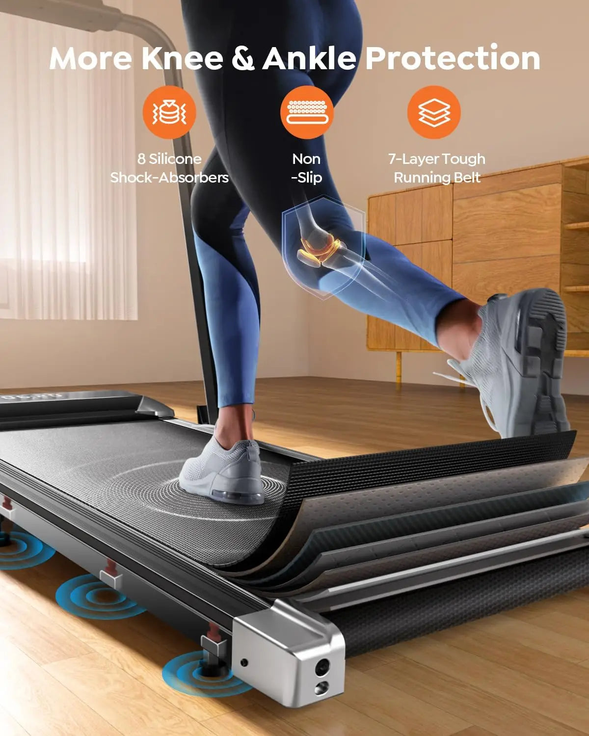 2 in 1 Foldable Treadmill with Incline, 300lbs Capacity Under Desk Walking Pad with App Remote LED Display