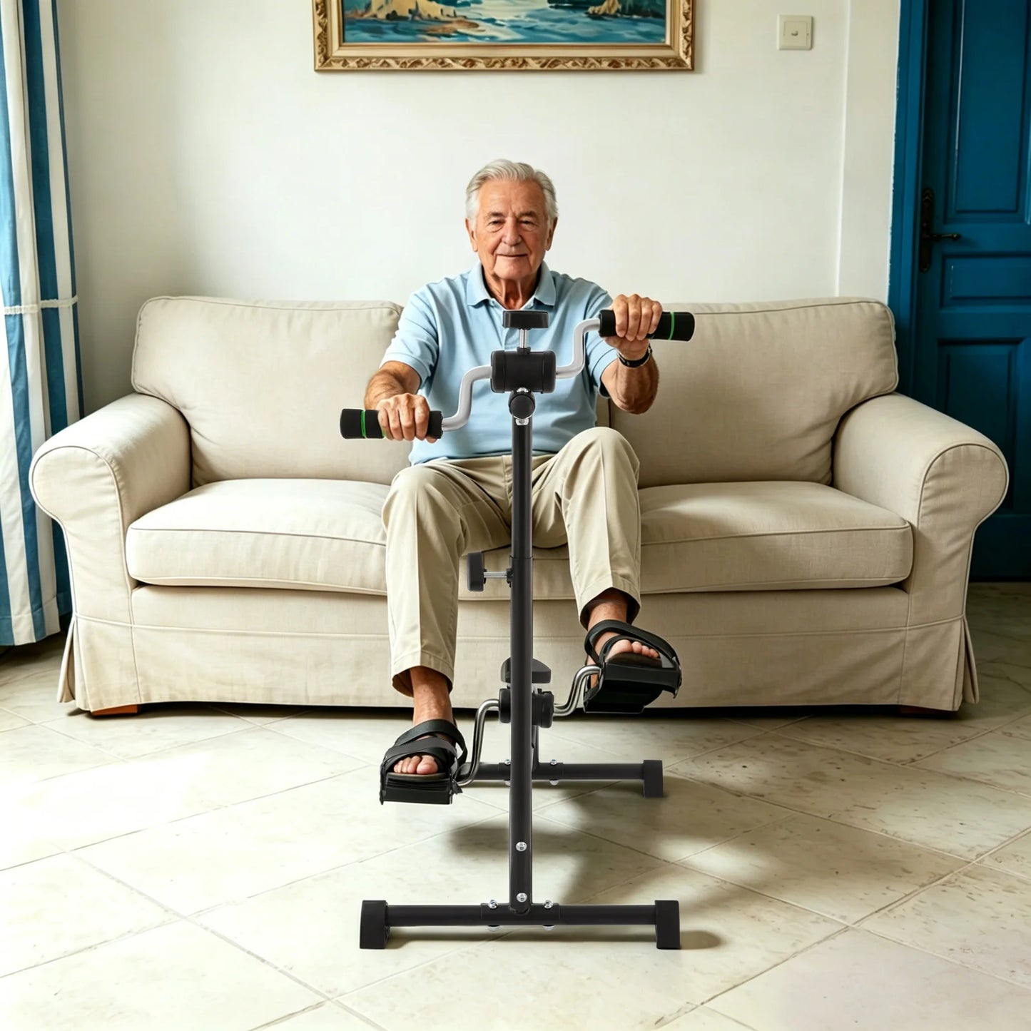 Exercise Bike for Seniors, Pedal Exerciser 5-Level Height 85-100cm, Knee Rehabilitation Equipment Low-Impact