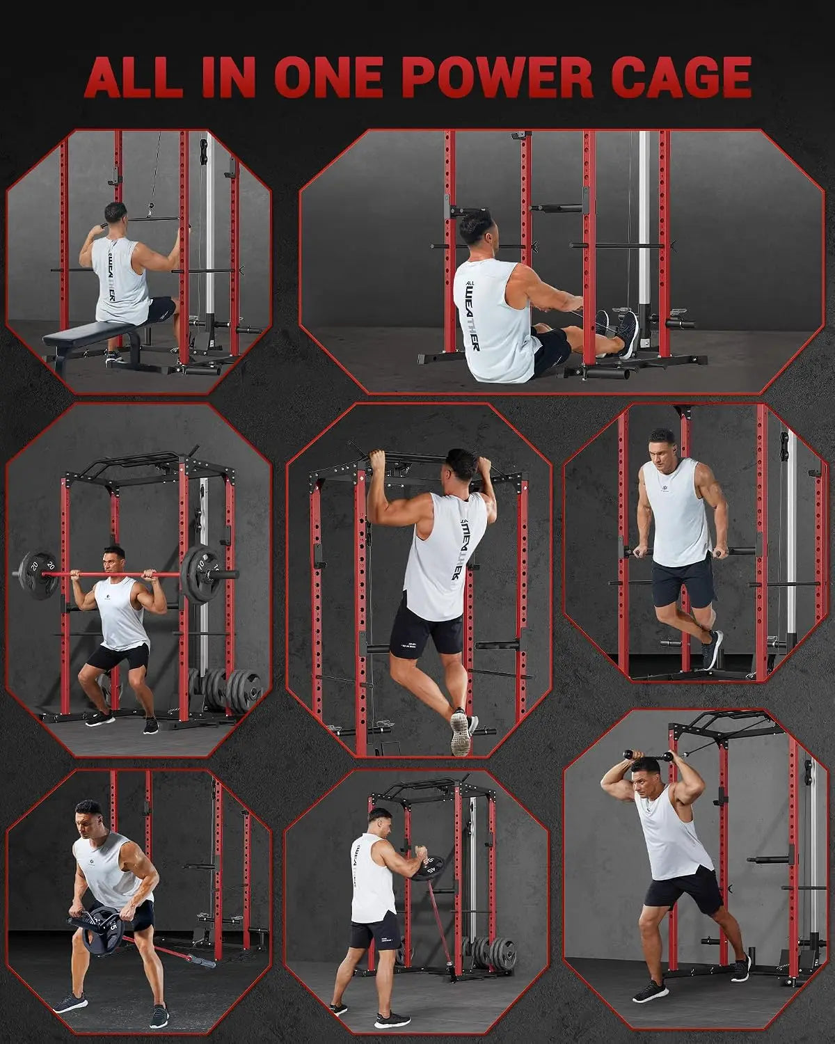 Power Cage for Home Gym with Pulley System, Power Rack & Squat Rack for Strength Training