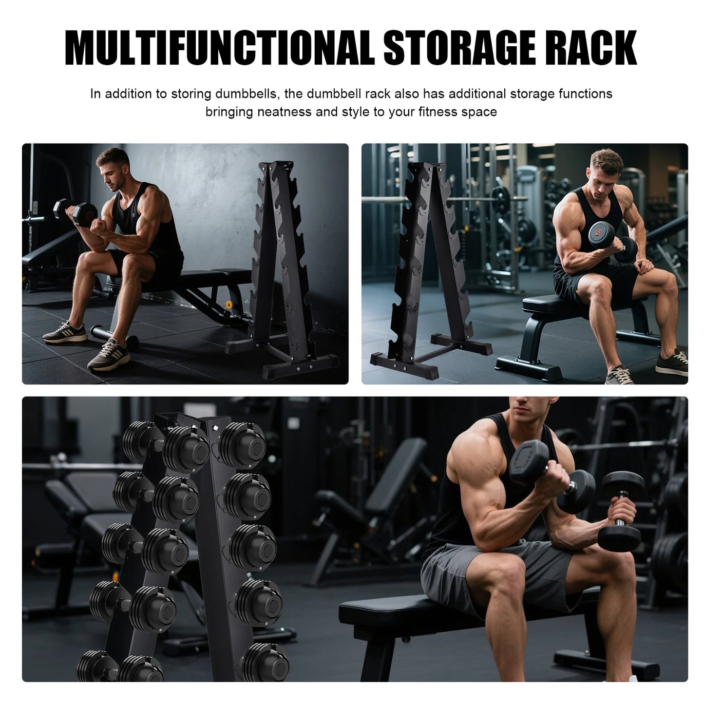 Dumbbell Rack Stand Heavy Duty， Space Saving Tree Shape Weight Storage Organizer for 6 Pairs Hex Dumbbells， 6 Tier Dumbbell Weight Rack for Dumbbell Set， Home Gym Workout Commercial Gym Strength Training