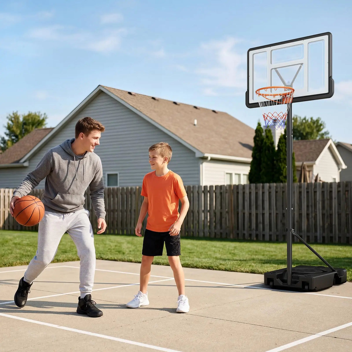 44 Inch Portable Basketball Hoop Outdoor, Adjustable 4.43-10FT Goal System With Wheels For Backyard Driveway Court Kids Adults