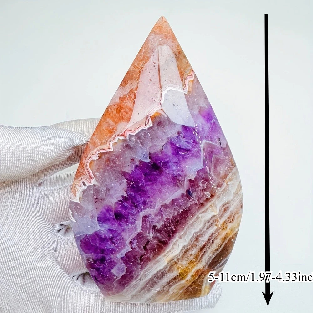 1pc Amethyst Agate Water Drop Ornament, Boho Style Natural Stone, Crystal Craft for Room Decor, Mother's Day & Christmas Gift
