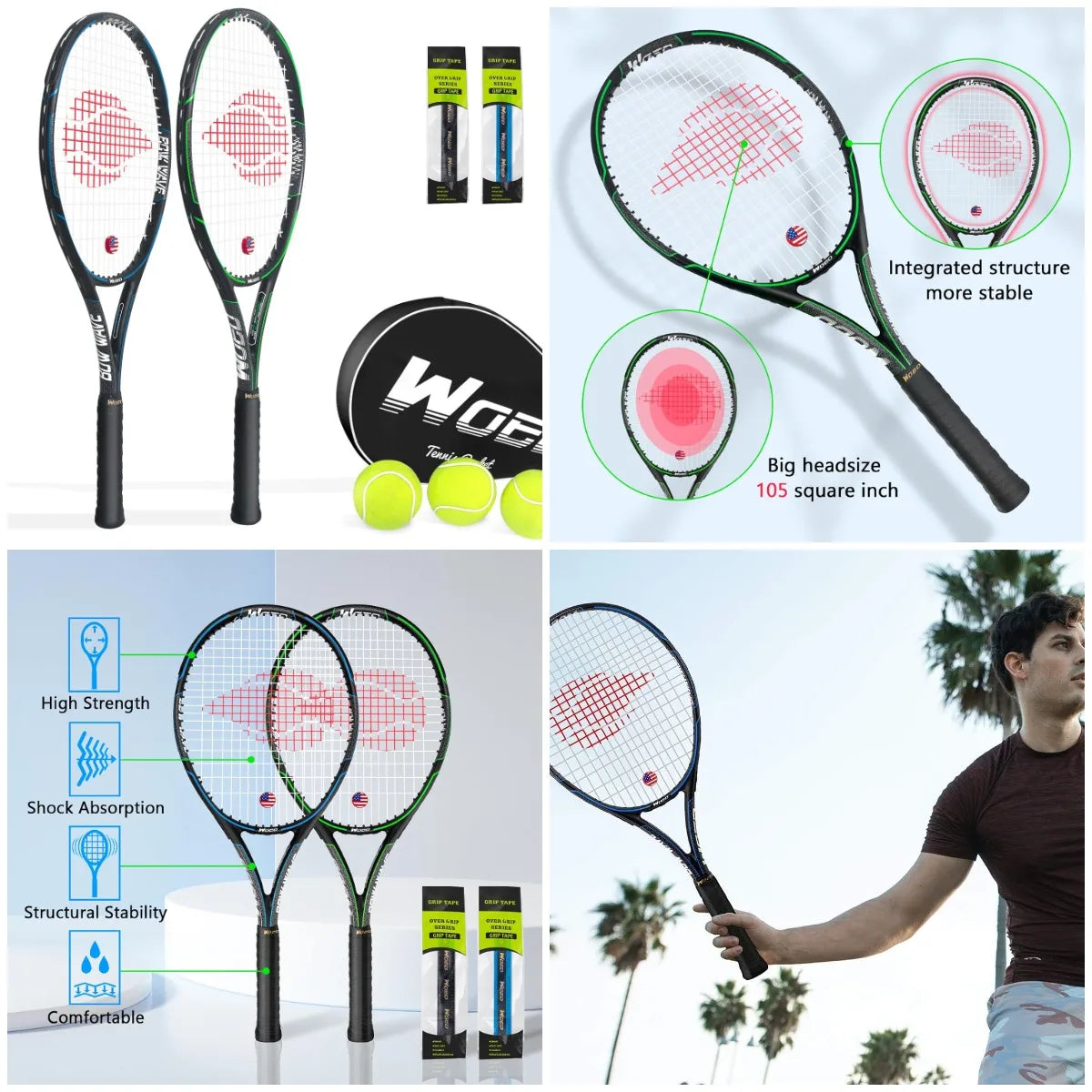 Adult 2 Player Tennis Racket Perfect for Beginner and Professional Players, 27” Speed Tennis Racquet