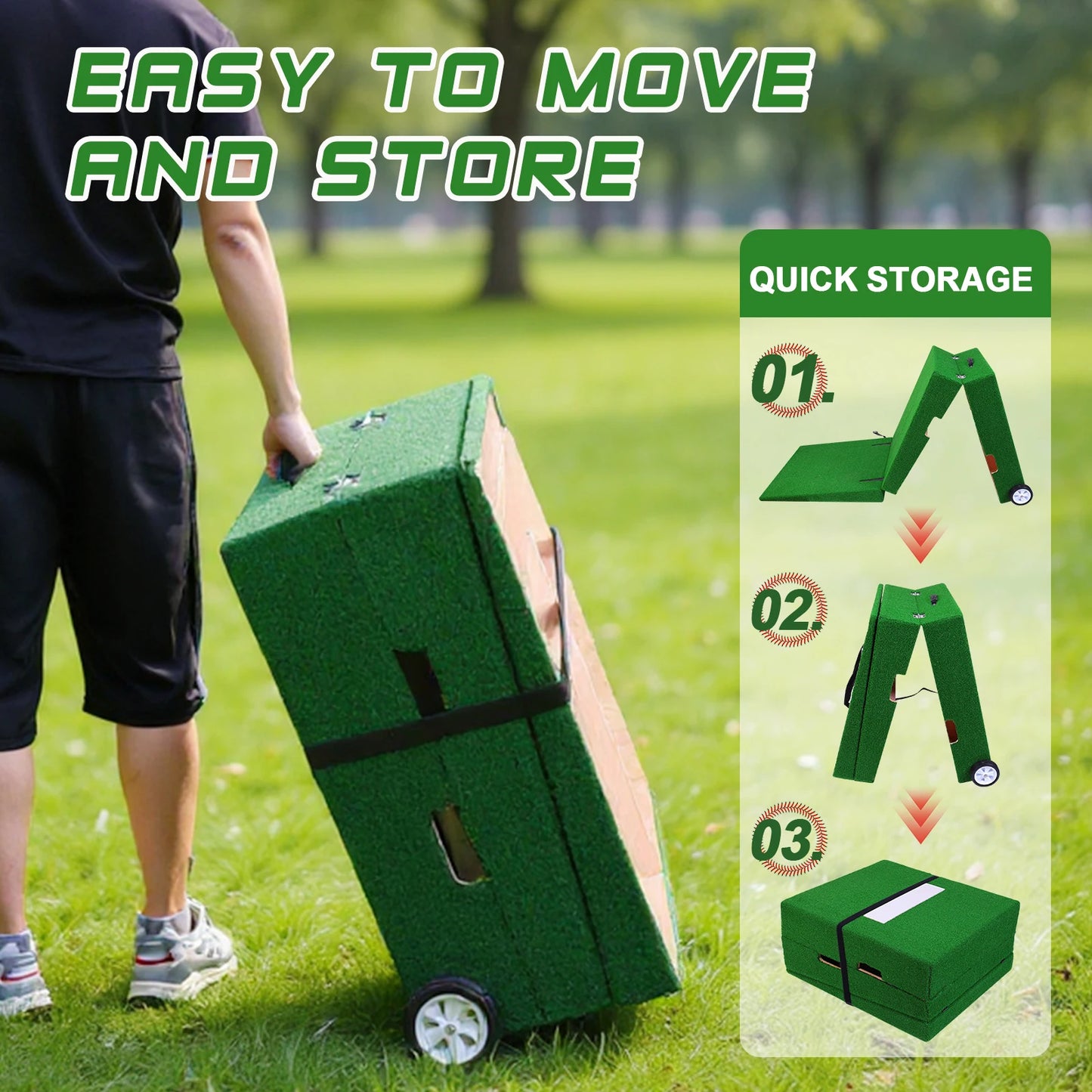 88x28x6 Inch Foldable Pitching Mound with Carry Handle Baseball Pitchers Mound Baseball Pitching Training Equipment