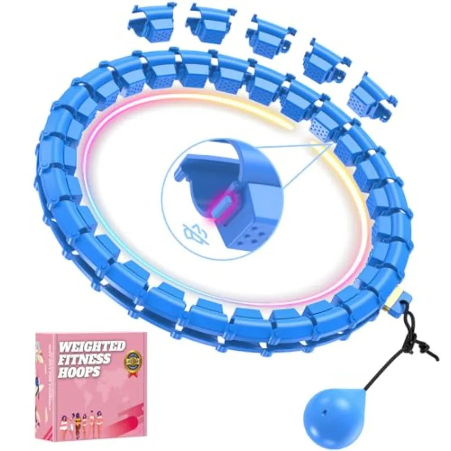 Fit Hoop Weighted Hula Pilates Circles, 32 Detachable Parts and 65-Inch Plus-Size Fit, Weight Loss Fitness Gear, Quiet Home Wor