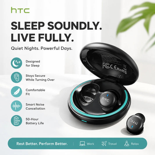 HTC NE92 Wireless Bluetooth 6.0 Sleep Earbuds In Ear Headphones Mini Invisible Earbuds 30H Playtime Comfortable Secure Fit Side Sleep Earphones HiFi Stereo Sound Noise Isolation for Sleeping Travel Office Relaxation Compatibl