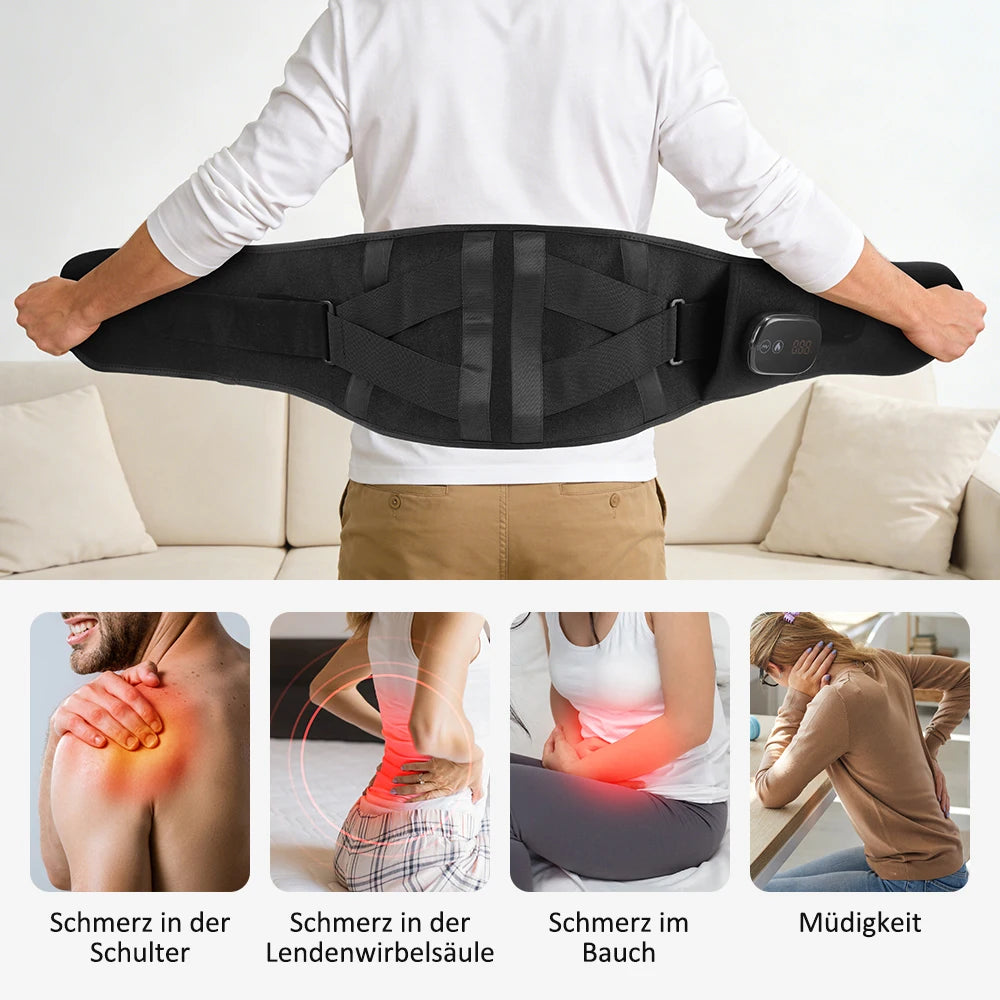 Electric Back Massager Heating Vibration Waist Support Device Lumbar Pad Waist Massage Strap for Muscle Relax Local Stock