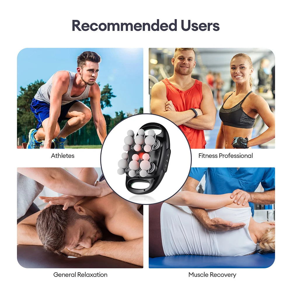 18/24 Heads Fascia Gun Red Light Deep Tissue Muscle Massager Wireless Massage Gun for Back Waist Leg Body Muscle Relaxation Home Gym